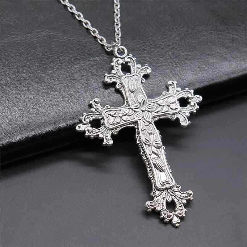 アクセサリー vintage silver925 Jesus cross necklace 925 Sterling Silver Christian Jesus Christ Cross Catholic