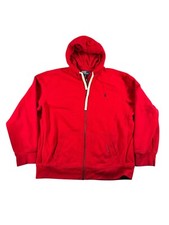 Vintage Polo Ralph Lauren Hoodie Mens 2XL Red Full Zip Long Sleeve Waffle Hood
