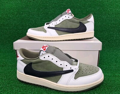 Travis Scott x Air Jordan 1 OG SP Low Medium Olive Sneakers Men's Size 13 NEW