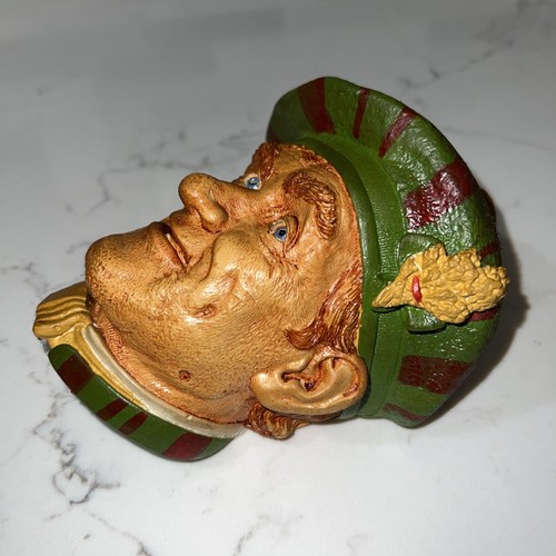 2 Vintage Chalkware Head Wall Hanging Men Unmarked - Picture 9 of 11