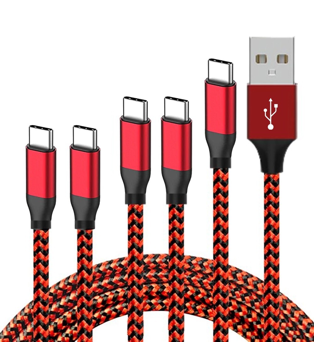 Usb C Nylon Braided Iphone Charger 5x Pack Type C 10FT 6FT 3FT