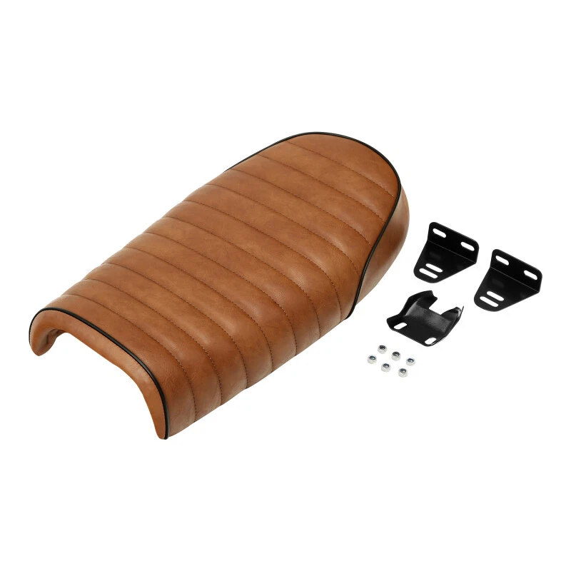Brown Flat Brat Seat Tracker Vintage Cushion Saddle For Honda CB CL Cafe Racer - Image 2 of 4