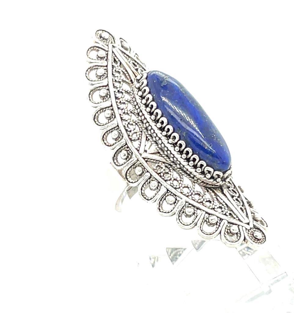 Lapis oval Ring Real Solid Sterling Silver 925 12… - image 2