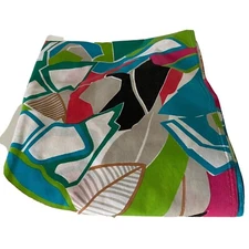 Vintage green blue pink abstract leaves tropical rainbow quilting fabric 1.3 yds