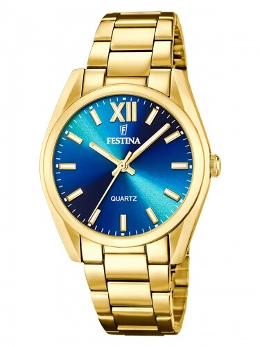 Festina Damenuhr Quarz Boyfriend Goldfarben 37 MM ATM mit