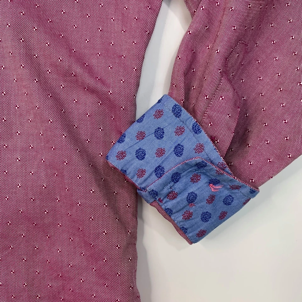 Camisa de vestir Ted Baker para hombre 16,5 rosa cerise resistencia manga larga puño abatible Foto 3 de 4