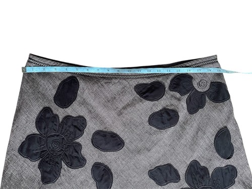 PER UNA. Brown Maxi Skirt Size 18 Long. Floral Appliqués. Linen Cotton Blend - Picture 3 of 8