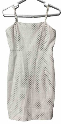 Forever 21 White Polka Dot Dress Bodycon Midi Knee Length