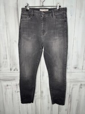 FRANK  EILEEN SLIGO WASHED GRAY HIGH RISE CROP RAW EDGE STRETCH SKINNY JEANS 31
