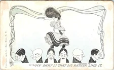 Woman Walking all over a crowd of men Chas Rose card- A19