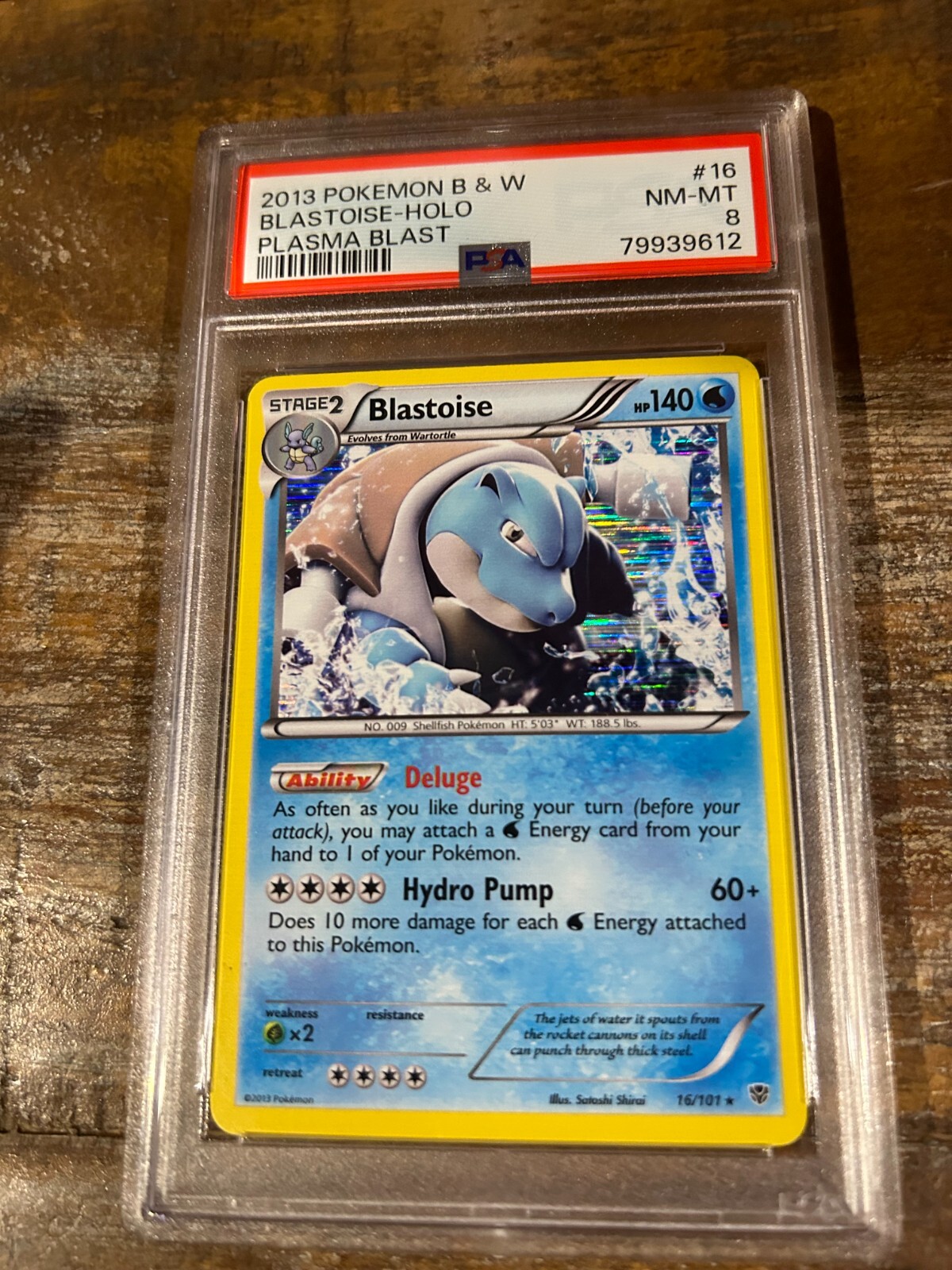 POKEMON 2013 B & W Plasma Blast BLASTOISE Holo #16 PSA 8 RARE