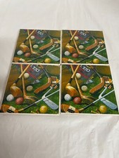 Vintage Looking Golf Themed Stone Square Drink Coasters Set of 4 Cork Back Cool