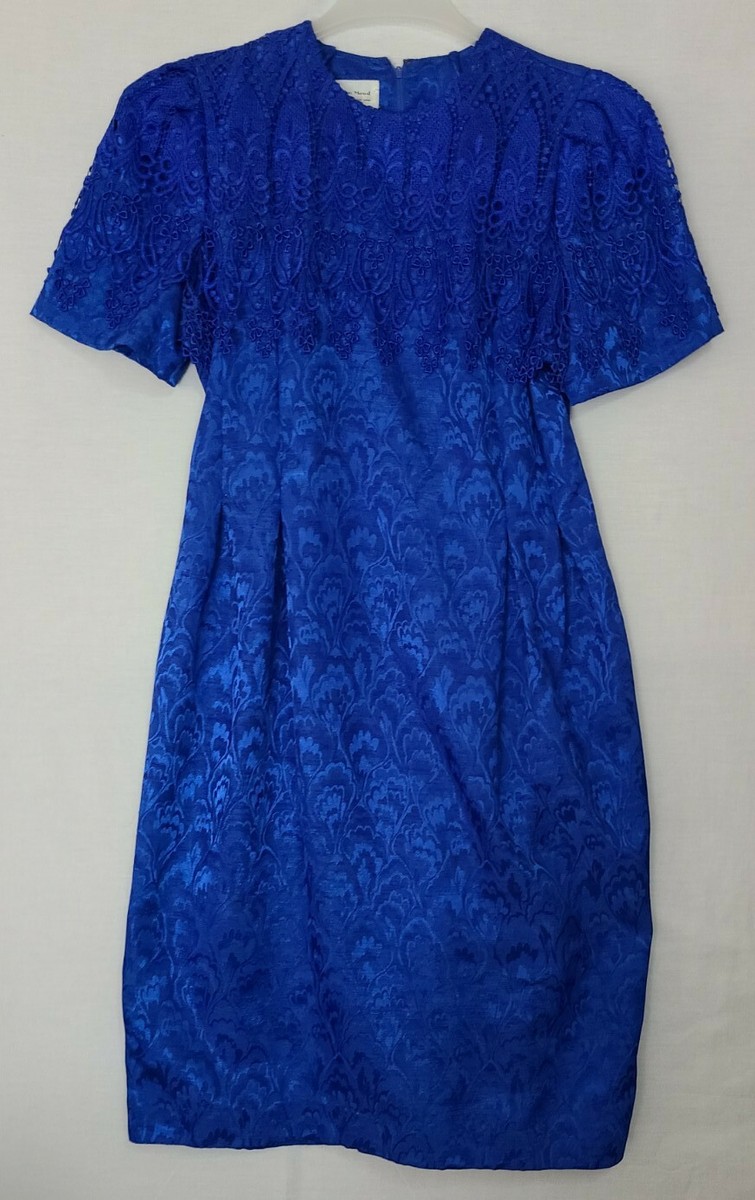 Vintage SoutiencollarCoat 80’s Vintage 80s In The Mood Short Sleeve Blue Lace Collar Sheath