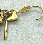 Vintage Gold Tone Pendant Flor de Li Set Of Dangle Pendant Pierced Earrings set — photo 9
