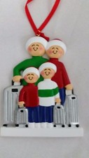 Personalized Family Four 4 Traveling Vacation Christmas Tree Ornament