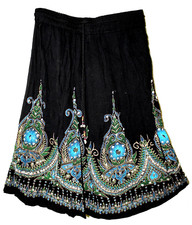 Plus Size 3X/4X/5X/6X Indian Ethnic Sequin Maxi Floral Skirt For Women Boho