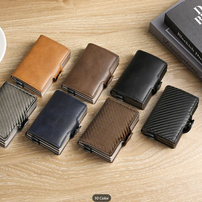 RFID Blocking Double Card Holder Wallet Faux Leather Men Women Teen Gift