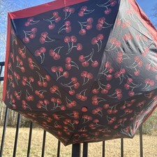 Coach UV Protection Mini Umbrella With Cherry Print CDF36 Silver/Black Multi