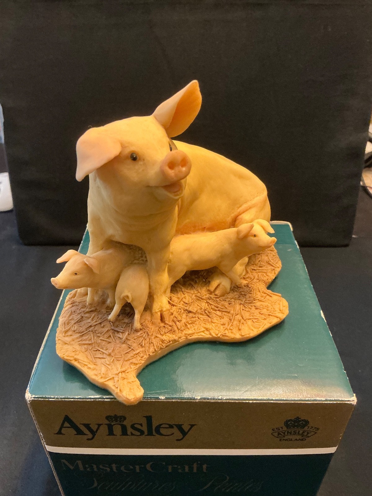 Aynsley MasterCraft Hand Painted Pig and Piglets Ornament Piglets Figurine 5"