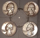 *4* - US MINT - 1953D, 1959D, 1963D, 1964D - "WASHINGTON QUARTERS" - 90% Silver