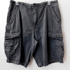 Unionbay 100 Cotton Cargo Shorts Gray Y2K Wide Leg w/ Utility Pockets Mens 38