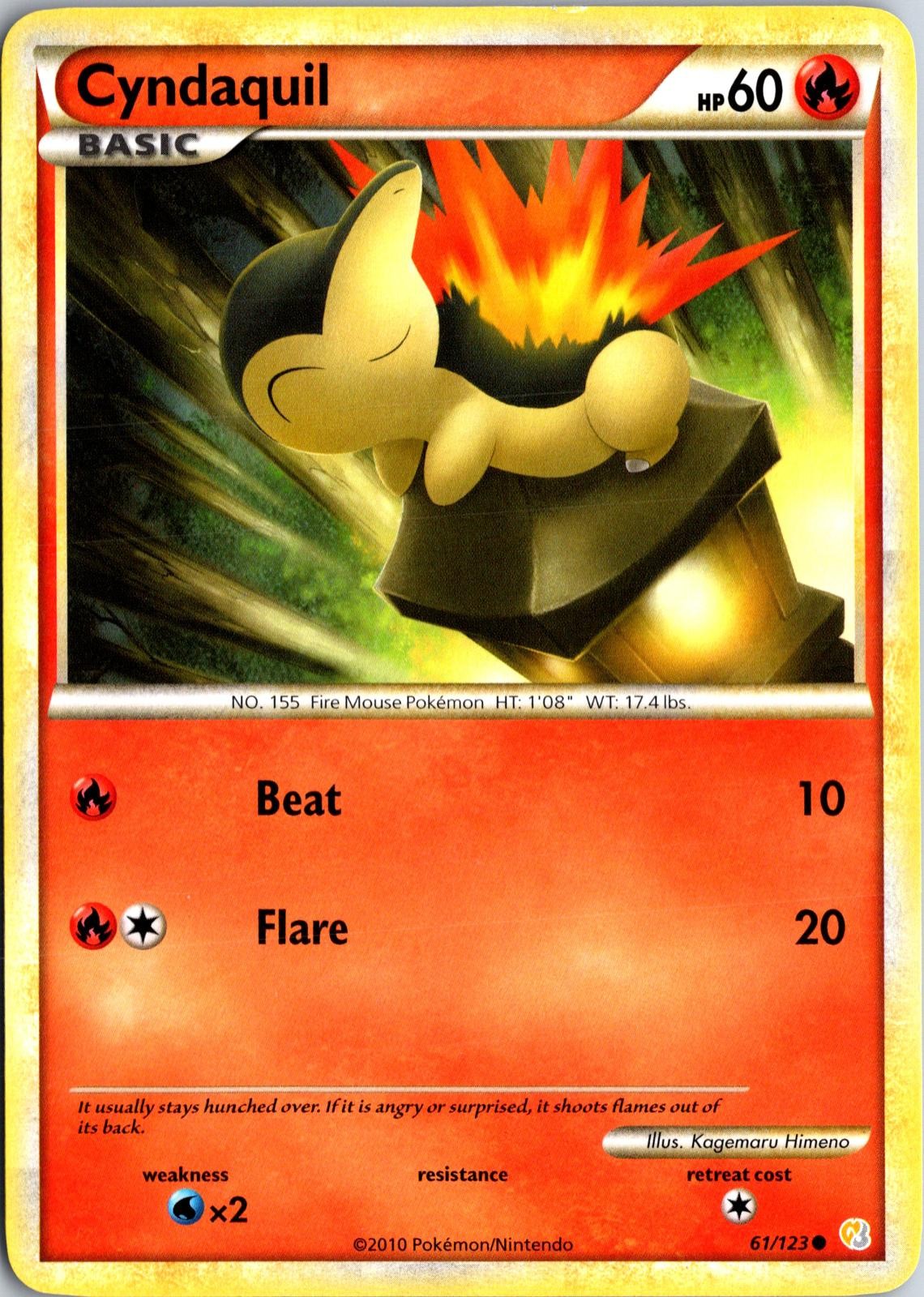 Cyndaquil 61/123 Common HeartGold & SoulSilver Pokemon Lightly Played