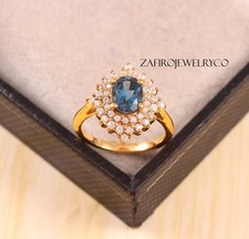 Blue Topaz Ring, 925 Sterling Sliver, London Blue Topaz, Anniversary Gift Ring