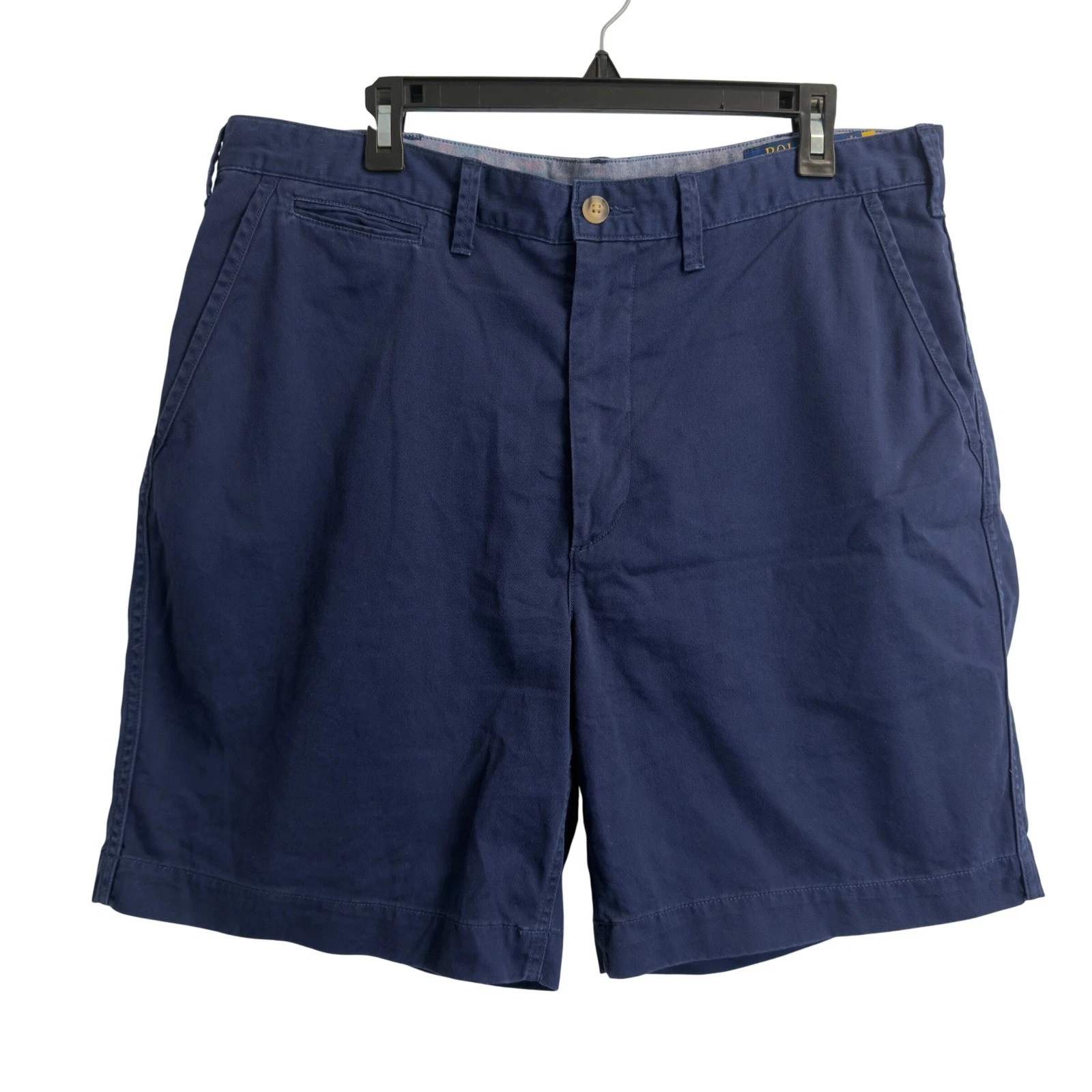 Polo Ralph Lauren Mens Size 36 Navy Blue Relaxed Fit Cotton Chino Shorts 8"