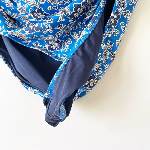 J Crew Ruched bandeau one piece swimsuit in Bright Azurite Floral Size 12 NWT - Picture 8 of 10