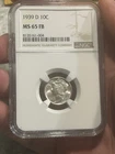 1939-D Mercury Dime 10c NGC MS65 FB! Blast White & Good Eye Appeal! Better Date*