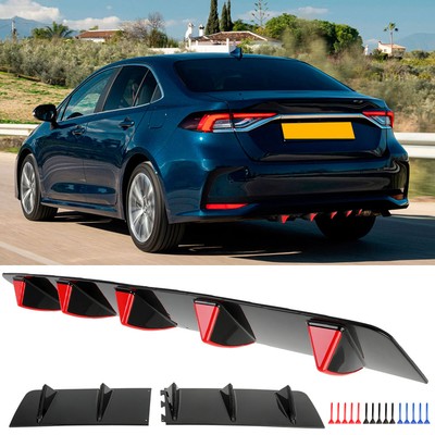 For Toyota Corolla Rear Lip Bumper Valance Diffuser Spoiler Splitter Shark Fins