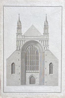 Antike antike architektonische Gravur Tewkesbury Abbey Frederick Nash 1822