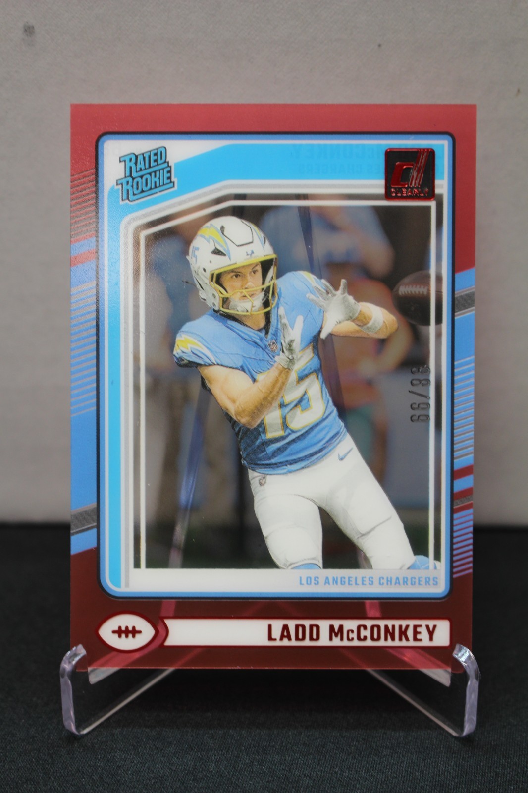2024 Donruss Clearly - Ladd McConkey - Rated Rookie RC Red SP /99