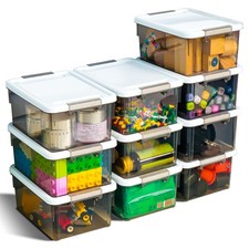 Citylife 10 Pack Small Storage Boxes with Lids Plastic Storage Boxes Stackabl...