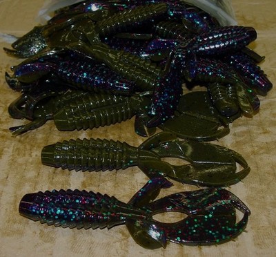 3'' Yo Mama Green Pumpkin Junebug Bulk Bass Plastics Creature Bait 50 count bag