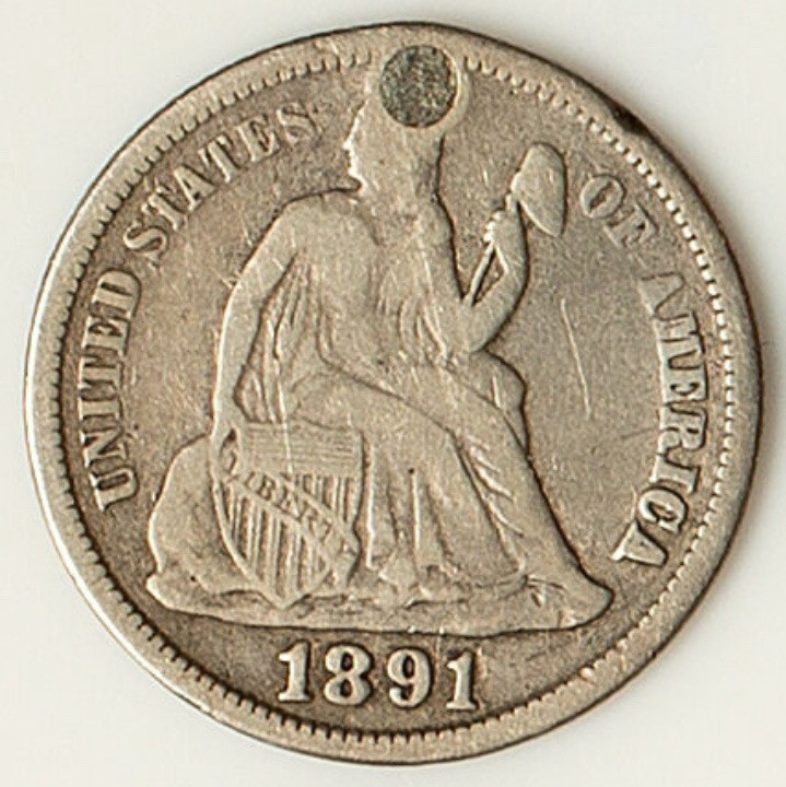 【中古】「非常に良い」Stock Vista Vol.3 愛の記念 Love Tokens 1891 Love Token Seated Liberty 10¢ Engraved 'CCOTE' in a Star LT36