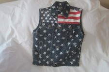 Preowned Boy's Size Medium 10 AKADEMIKS Denim American Flag Vest