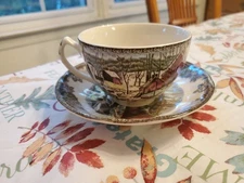 Vintage Johnson Brothers The Friendly Village Tea Cup and Saucer Set "Ice House"