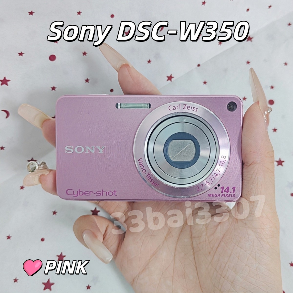 Sony Cyber-shot DSC-W350 Rose 14.1 MP - Appareil Photo Compact D'occasion (fonctionne)
