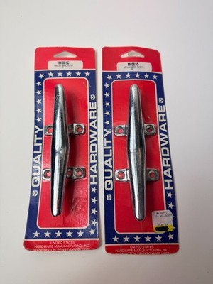 Set 2 NEW 6'' HOLLOW BASE CLEAT US Hardware M-081C Boat Dock Pre Drilled Chrome