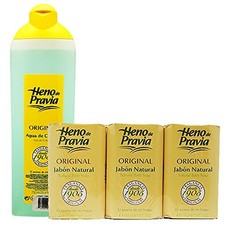 Heno de Pravia Agua De Colonia Original 25.6 oz & Baño Natural Original Jabon...