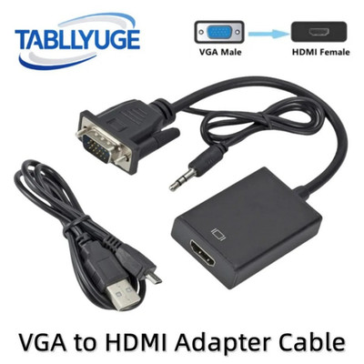 VGA To HDMI Converter 1080P HD Adapter With Audio Cable For HDTV PC Laptop TV