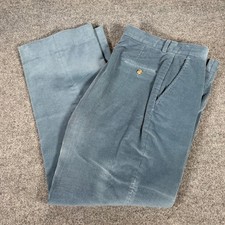 Vintage Lands End Corduroy Pants Mens 33x28 Blue Wide Wale Made in USA #4535