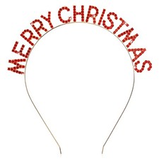 Merry Christmas Rhinestone Headbands, Sparkly Xmas Hair Hoops Headband, Red