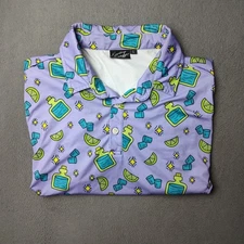 Sunday Swagger Polo Shirt Mens Large Purple Tequila Lime Party Golf Stretch Fun
