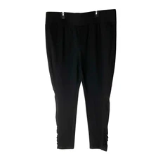 LOGO Layers by Lori Goldstein Knit Leggings Ruching A292297 Black Size Large