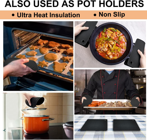 Walfos Silicone Trivet Mats - 4 Heat Resistant Pot Holders, Multipurpose Non-Sli - Picture 2 of 8