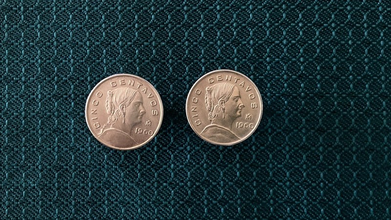 Vintage 1960 Cinco Centavos Cufflinks Mexico Gold Tone