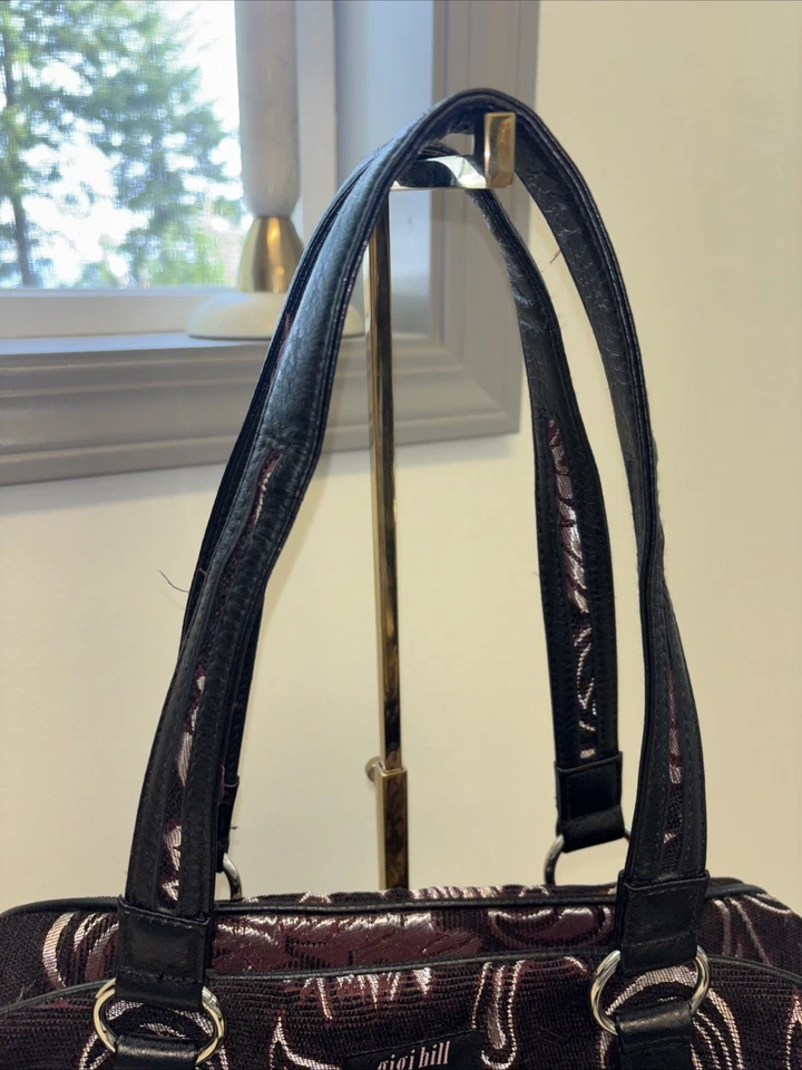 Gigi Hill Duffle Bag Carry On Black Floral Shoulder Over Night Crossbody VTG Y2K - Image 4 of 4