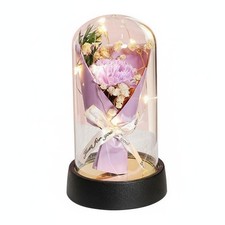 Preserved Flower Glass Dome Romantic Gift Tabletop Ornament Warm Radiance